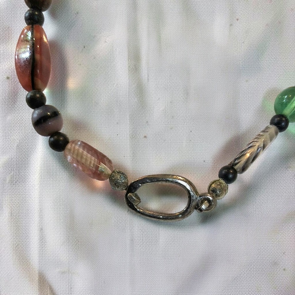 Vintage Multicolor Mixed Art Glass Bead Necklace 29in Harlequin Long Strand - Picture 5 of 15